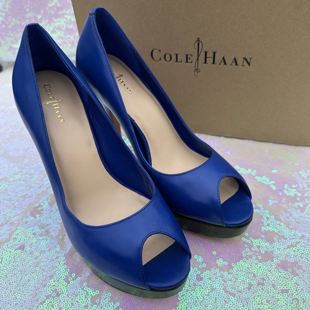Cole Haan Women's Blue Peep Toe Heels